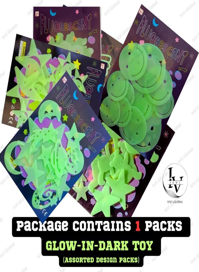 IsVi® Glow Dark Stickers for Kids Birthday Return Gift (Pack of 1) | Neon Radium Party Favors & Keepsake Decorations | Luminous Stickers for Boys & Girls | Set of 1 Pack - Image 2